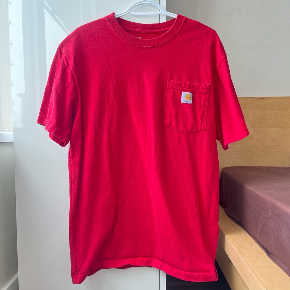 Carhartt Men’s 100% Cotton Red Workwear Pocket T-Shirt - Medium